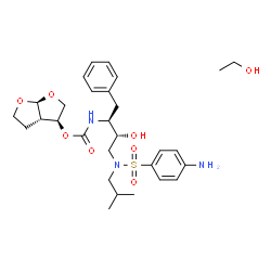 ChemSpider 2D Image | (3S,3aS,6aS)-Hexahydrofuro[2,3-b]furan-3-yl [(2S,3R)-4-{[(4-aminophenyl)sulfonyl](isobutyl)amino}-3-hydroxy-1-phenyl-2-butanyl]carbamate - ethanol (1:1) | C29H43N3O8S