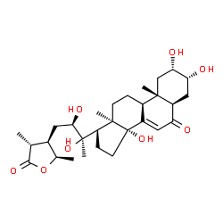 ChemSpider 2D Image | (2beta,3beta,5beta,9beta,10alpha,14beta,22R,25R,28R)-2,3,14,20,22-Pentahydroxy-26,28-epoxystigmast-7-ene-6,26-dione | C29H44O8