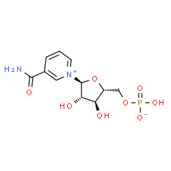 ChemSpider 2D Image | 3-Carbamoyl-1-[5-O-(hydroxyphosphinato)-alpha-D-arabinofuranosyl]pyridinium | C11H15N2O8P