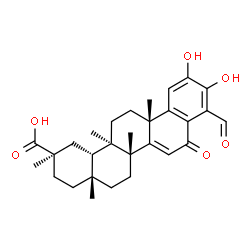 ChemSpider 2D Image | (2R,4aR,6aR,12bS,14aR,14bS)-9-Formyl-10,11-dihydroxy-2,4a,6a,12b,14a-pentamethyl-8-oxo-1,2,3,4,4a,5,6,6a,8,12b,13,14,14a,14b-tetradecahydro-2-picenecarboxylic acid | C29H36O6