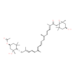 ChemSpider 2D Image | (3S,3'S,5S,5'S,6R)-3,5'-Dihydroxy-8-oxo-6',7'-didehydro-5,5',6,6',7,8-hexahydro-5,6-epoxy-beta,beta-caroten-3'-yl acetate | C42H58O6