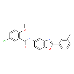ChemSpider 2D Image | 5-Chloro-2-methoxy-N-[2-(3-methylphenyl)-1,3-benzoxazol-5-yl]benzamide | C22H17ClN2O3