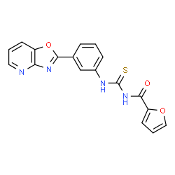 ChemSpider 2D Image | N-{[3-([1,3]Oxazolo[4,5-b]pyridin-2-yl)phenyl]carbamothioyl}-2-furamide | C18H12N4O3S