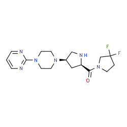 ChemSpider 2D Image | (3,3-Difluoro-1-pyrrolidinyl){(2R,4R)-4-[4-(2-pyrimidinyl)-1-piperazinyl]-2-pyrrolidinyl}methanone | C17H24F2N6O