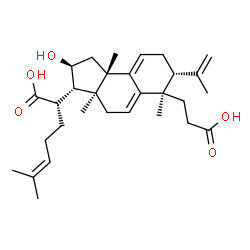 ChemSpider 2D Image | 2-[(2S,3S,3aS,6R,7R,9bS)-6-(2-Carboxyethyl)-2-hydroxy-7-isopropenyl-3a,6,9b-trimethyl-2,3,3a,4,6,7,8,9b-octahydro-1H-cyclopenta[a]naphthalen-3-yl]-6-methyl-5-heptenoic acid | C30H44O5