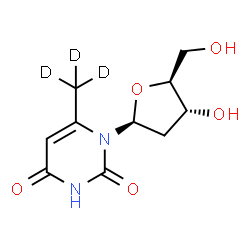 ChemSpider 2D Image | 1-(2-Deoxy-beta-L-erythro-pentofuranosyl)-6-(~2~H_3_)methyl-2,4(1H,3H)-pyrimidinedione | C10H11D3N2O5