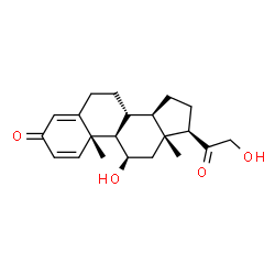 ChemSpider 2D Image | (8alpha,9beta,10alpha,11alpha,13alpha,14beta,17alpha)-11,21-Dihydroxypregna-1,4-diene-3,20-dione | C21H28O4