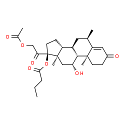 ChemSpider 2D Image | (6beta,8alpha,9beta,10alpha,11alpha,13alpha,14beta,17alpha)-21-Acetoxy-11-hydroxy-6-methyl-3,20-dioxopregn-4-en-17-yl butyrate | C28H40O7