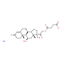 ChemSpider 2D Image | Sodium 4-{[(8alpha,9beta,10alpha,11alpha,13alpha,14xi,17alpha)-11,17-dihydroxy-3,20-dioxopregn-4-en-21-yl]oxy}-4-oxobutanoate | C25H33NaO8