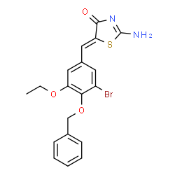 ChemSpider 2D Image | (5Z)-2-Amino-5-[4-(benzyloxy)-3-bromo-5-ethoxybenzylidene]-1,3-thiazol-4(5H)-one | C19H17BrN2O3S