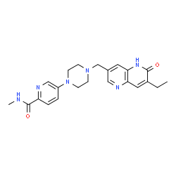 ChemSpider 2D Image | 5-{4-[(7-ethyl-6-oxo-5H-1,5-naphthyridin-3-yl)methyl]piperazin-1-yl}-N-methylpyridine-2-carboxamide | C22H26N6O2