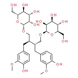 ChemSpider 2D Image | (2R,3R)-2,3-Bis(4-hydroxy-3-methoxybenzyl)-4-(beta-D-mannopyranosyloxy)butyl beta-D-mannopyranoside | C32H46O16