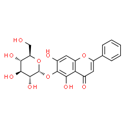 ChemSpider 2D Image | 5,7-Dihydroxy-4-oxo-2-phenyl-4H-chromen-6-yl alpha-D-glucopyranoside | C21H20O10