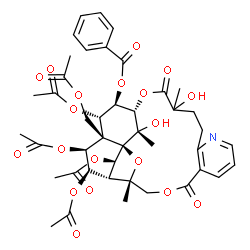 ChemSpider 2D Image | (1R,3S,18S,19R,20S,21R,22S,23R,24R,25R,26S)-20,22,23,25-Tetraacetoxy-21-(acetoxymethyl)-15,26-dihydroxy-3,15,26-trimethyl-6,16-dioxo-2,5,17-trioxa-11-azapentacyclo[16.7.1.0~1,21~.0~3,24~.0~7,12~]hexac
osa-7,9,11-trien-19-yl benzoate | C43H49NO19