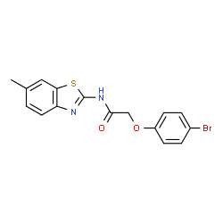 ChemSpider 2D Image | 2-(4-Bromophenoxy)-N-(6-methyl-1,3-benzothiazol-2-yl)acetamide | C16H13BrN2O2S
