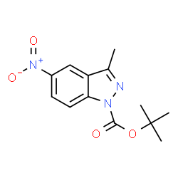 ChemSpider 2D Image | tert-butyl 3-methyl-5-nitro-1H-indazole-1-carboxylate | C13H15N3O4