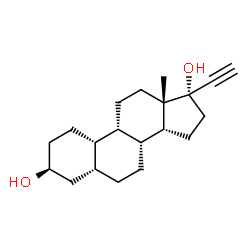 ChemSpider 2D Image | (3beta,5beta,9beta,14beta)-19-Norpregn-20-yne-3,17-diol | C20H30O2