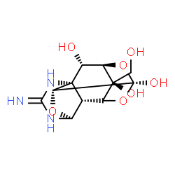 ChemSpider 2D Image | (2S,3R,4S,5S,9S,11R,12S,14R)-2-(Hydroxymethyl)-7-imino-10,13,15-trioxa-6,8-diazapentacyclo[7.4.1.1~3,12~.0~5,11~.0~5,14~]pentadecane-2,4,12-triol | C11H15N3O7