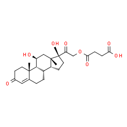 ChemSpider 2D Image | 4-{[(9beta,11beta,14beta,17alpha)-11,17-Dihydroxy-3,20-dioxopregn-4-en-21-yl]oxy}-4-oxobutanoic acid | C25H34O8