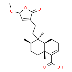 ChemSpider 2D Image | (4aR,5R,6R,8aR)-5-[2-(5-Methoxy-2-oxo-2,5-dihydro-3-furanyl)ethyl]-5,6,8a-trimethyl-3,4,4a,5,6,7,8,8a-octahydro-1-naphthalenecarboxylic acid | C21H30O5