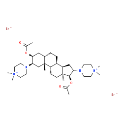 ChemSpider 2D Image | (2alpha,3alpha,5alpha,10alpha,14beta,16beta,17alpha)-3,17-Diacetoxy-2,16-bis(4,4-dimethylpiperazin-4-ium-1-yl)androstane dibromide | C35H62Br2N4O4