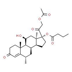 ChemSpider 2D Image | (6alpha,8alpha,13alpha)-21-Acetoxy-11-hydroxy-6-methyl-3,20-dioxopregn-4-en-17-yl butyrate | C28H40O7