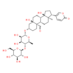 ChemSpider 2D Image | (3beta,5alpha,8alpha,14alpha)-3-{[6-Deoxy-4-O-(beta-D-glucopyranosyl)-alpha-L-mannopyranosyl]oxy}-5,14-dihydroxy-19-oxobufa-20,22-dienolide | C36H52O15