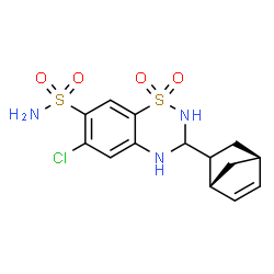 ChemSpider 2D Image | 3-[(1R,4S)-Bicyclo[2.2.1]hept-5-en-2-yl]-6-chloro-3,4-dihydro-2H-1,2,4-benzothiadiazine-7-sulfonamide 1,1-dioxide | C14H16ClN3O4S2