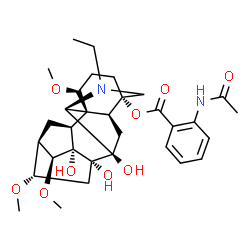 ChemSpider 2D Image | (11beta,14alpha,16beta,17R)-20-Ethyl-7,8,9-trihydroxy-1,14,16-trimethoxyaconitan-4-yl 2-acetamidobenzoate | C32H44N2O9