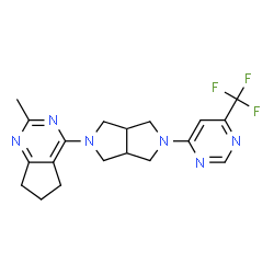 ChemSpider 2D Image | 2-Methyl-4-{5-[6-(trifluoromethyl)-4-pyrimidinyl]hexahydropyrrolo[3,4-c]pyrrol-2(1H)-yl}-6,7-dihydro-5H-cyclopenta[d]pyrimidine | C19H21F3N6