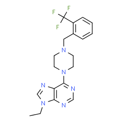 ChemSpider 2D Image | 9-Ethyl-6-{4-[2-(trifluoromethyl)benzyl]-1-piperazinyl}-9H-purine | C19H21F3N6