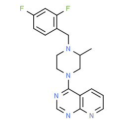 ChemSpider 2D Image | 4-[4-(2,4-Difluorobenzyl)-3-methyl-1-piperazinyl]pyrido[2,3-d]pyrimidine | C19H19F2N5