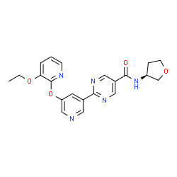 ChemSpider 2D Image | 2-{5-[(3-ethoxypyridin-2-yl)oxy]pyridin-3-yl}-N-[(3S)-oxolan-3-yl]pyrimidine-5-carboxamide | C21H21N5O4