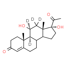 ChemSpider 2D Image | (8xi,11beta,14xi)-11,17-Dihydroxy(9,11,12,12-~2~H_4_)pregn-4-ene-3,20-dione | C21H26D4O4