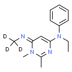 ChemSpider 2D Image | (6Z)-N-Ethyl-1,2-dimethyl-6-[(~2~H_3_)methylimino]-N-phenyl-1,6-dihydro-4-pyrimidinamine | C15H17D3N4