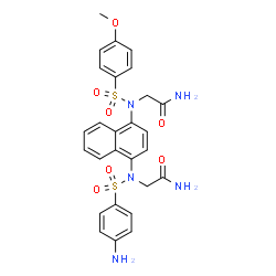 ChemSpider 2D Image | 2-{(4-{(2-Amino-2-oxoethyl)[(4-aminophenyl)sulfonyl]amino}-1-naphthyl)[(4-methoxyphenyl)sulfonyl]amino}acetamide (non-preferred name) | C27H27N5O7S2
