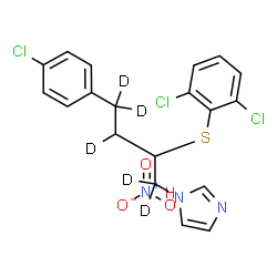 ChemSpider 2D Image | 1-[4-(4-Chlorophenyl)-2-[(2,6-dichlorophenyl)sulfanyl](1,1,3,4,4-~2~H_5_)butyl]-1H-imidazole nitrate (1:1) | C19H13D5Cl3N3O3S