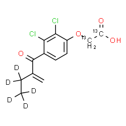 ChemSpider 2D Image | {2,3-Dichloro-4-[2-methylene(~2~H_5_)butanoyl]phenoxy}(~13~C_2_)acetic acid | C1113C2H7D5Cl2O4