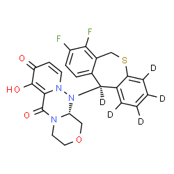 ChemSpider 2D Image | (12aR)-12-[(11S)-7,8-Difluoro(1,2,3,4,11-~2~H_5_)-6,11-dihydrodibenzo[b,e]thiepin-11-yl]-7-hydroxy-3,4,12,12a-tetrahydro-1H-[1,4]oxazino[3,4-c]pyrido[2,1-f][1,2,4]triazine-6,8-dione | C24H14D5F2N3O4S