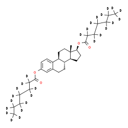 ChemSpider 2D Image | (17beta)-Estra-1(10),2,4-triene-3,17-diyl di(~2~H_13_)heptanoate | C32H22D26O4