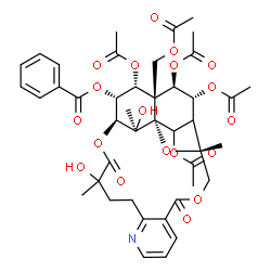 ChemSpider 2D Image | (1R,3R,18S,19R,20R,21S,22R,23R,26R)-20,22,23,25-Tetraacetoxy-21-(acetoxymethyl)-15,26-dihydroxy-3,15,26-trimethyl-6,16-dioxo-2,5,17-trioxa-11-azapentacyclo[16.7.1.0~1,21~.0~3,24~.0~7,12~]hexacosa-7,9,
11-trien-19-yl benzoate | C43H49NO19
