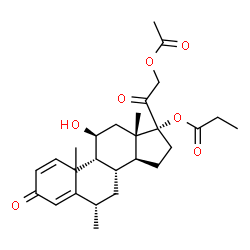 ChemSpider 2D Image | (6alpha,9beta,10alpha,11beta)-21-Acetoxy-11-hydroxy-6-methyl-3,20-dioxopregna-1,4-dien-17-yl propionate | C27H36O7