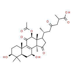 ChemSpider 2D Image | (3beta,7beta,12beta,17xi)-12-Acetoxy-3,7-dihydroxy-11,15,23-trioxolanost-8-en-26-oic acid | C32H46O9
