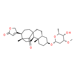 ChemSpider 2D Image | (1S,4R,6S,9S,10R,13R,14R)-9,13-Dimethyl-17-oxo-14-(5-oxo-2,5-dihydro-3-furanyl)tetracyclo[11.3.1.0~1,10~.0~4,9~]heptadec-6-yl 2,6-dideoxy-3-O-methyl-beta-D-lyxo-hexopyranoside | C30H44O7