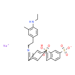 ChemSpider 2D Image | Sodium 4-{[4-({2-[4-(ethylamino)-3-methylphenyl]ethyl}imino)-3-methyl-2,5-cyclohexadien-1-ylidene]methyl}-3-sulfobenzenesulfonate | C25H27N2NaO6S2
