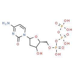 ChemSpider 2D Image | 4-Amino-1-[(3xi)-2-deoxy-5-O-(hydroxy{[hydroxy(phosphonooxy)phosphoryl]oxy}phosphoryl)-D-glycero-pentofuranosyl]-2(1H)-pyrimidinone | C9H16N3O13P3