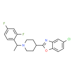 ChemSpider 2D Image | 5-Chloro-2-{1-[1-(2,4-difluorophenyl)ethyl]-4-piperidinyl}-1,3-benzoxazole | C20H19ClF2N2O
