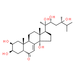 ChemSpider 2D Image | (2beta,3beta,5beta,22R)-2,3,14,20,22,24-Hexahydroxyergost-7-en-6-one | C28H46O7