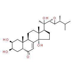 ChemSpider 2D Image | (2beta,3beta,5beta,22R)-2,3,14,20-Tetrahydroxy-22,23-epoxyergost-7-en-6-one | C28H44O6