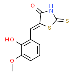 ChemSpider 2D Image | (5Z)-5-(2-Hydroxy-3-methoxybenzylidene)-2-thioxo-1,3-thiazolidin-4-one | C11H9NO3S2